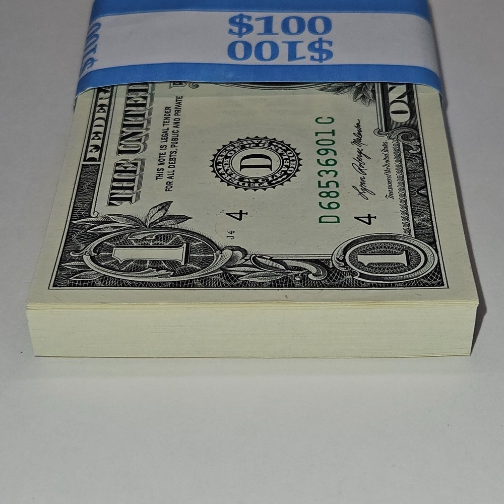 100 Dollar Bills Uncirculated Sequential (01-00) W/ SLEEVES Series 2021 (B201) - Picture 2 of 4